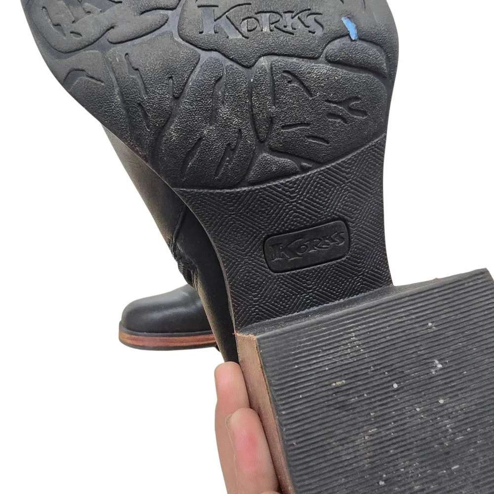 Korks Womens Black Faux Leather Buckle Block Heel Ankle Boots KR0014009 Size 11M